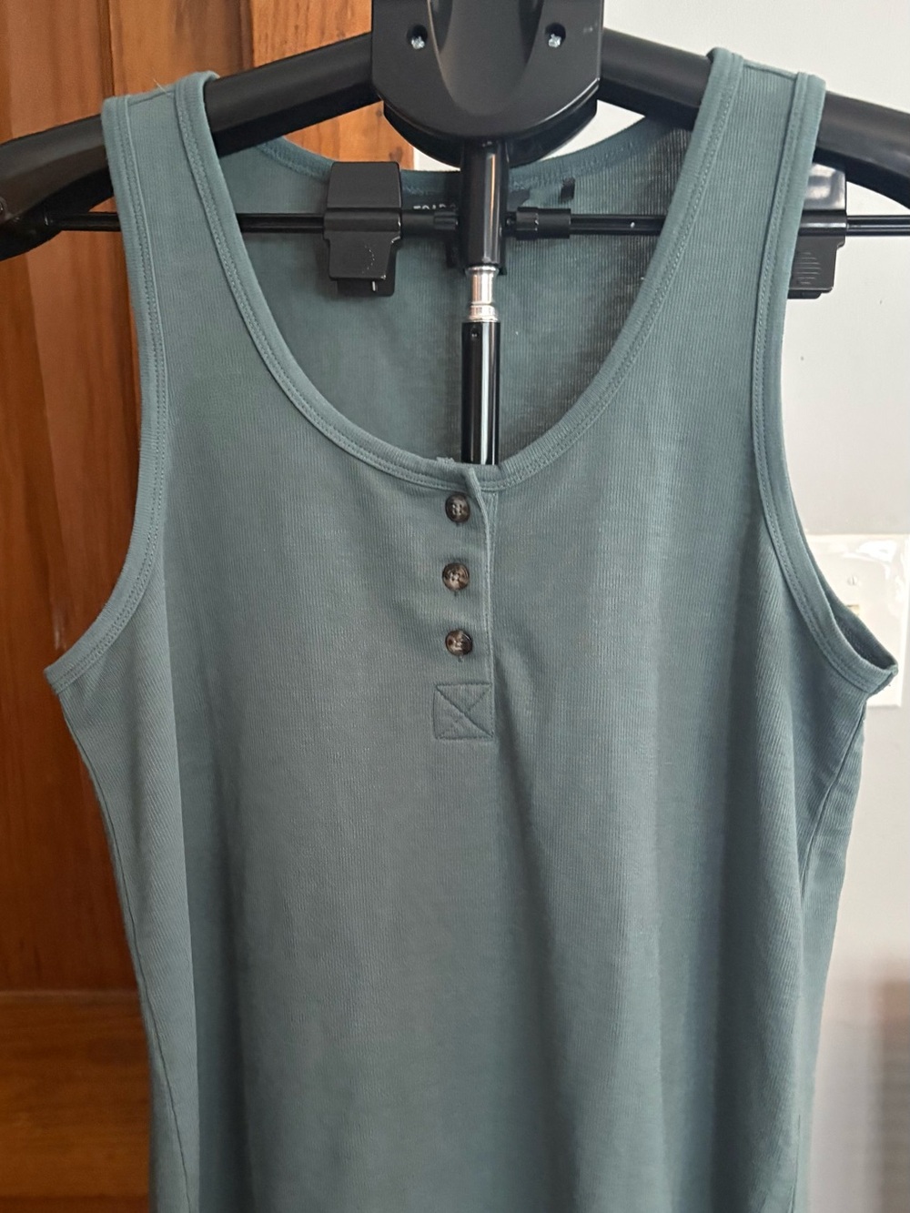 Toad&Co Ribbed Henley Tank — Sage Green, Size Small